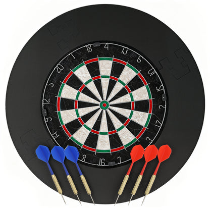SPORTNOW Bristle Dartboard Set | 45.5cm Sisal Board & 71.5cm EVA Wall Surround | 6 Steel-Tip Darts | Black Interlocking 4-Piece Surround