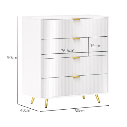 Elegant Four-Drawer Bedside Table - White