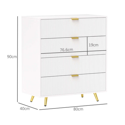 Elegant Four-Drawer Bedside Table - White