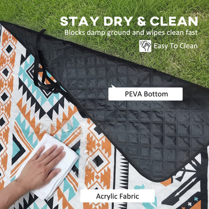 Large Picnic Blanket 300x200cm – Water-Repellent, Oxford Cloth Base, 1cm Cotton Filling, Rolls Compact with Integrated Strap, For Camping, Beach & Garden – Mix Colour