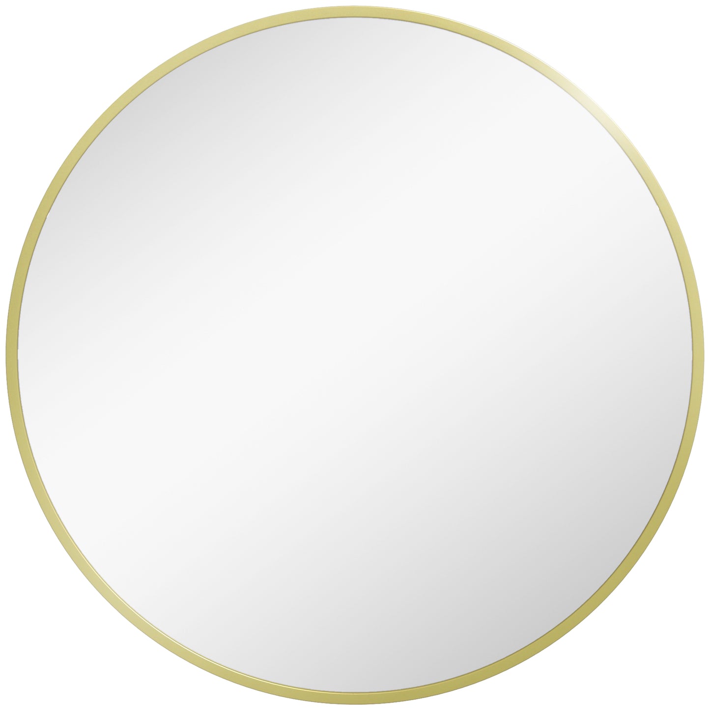 Round Bathroom Mirror, Modern Wall-mounted Vanity Mirror W/ Aluminium Frame, Easy Install Hook for Living Room, Entryway, 60 x 60cm, Gold Tone