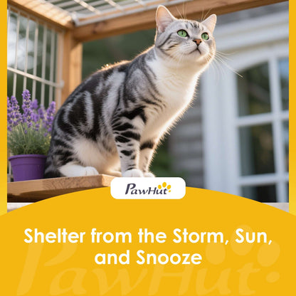 Movable Outdoor & Indoor Catio | 3 Jumping Platforms & Resting Box | Waterproof Asphalt Roof | 4 Swivel Casters 2 Lockable | Fir Wood | 4 Doors | Up to 2 Cats | 80x75.5x162.5cm | Dark Grey