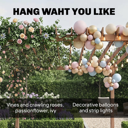 3.6 x 3 m Wooden Pergola Kit, Garden Pergola Gazebo Grape Trellis with Triangle Supports, Maple Wood-effect