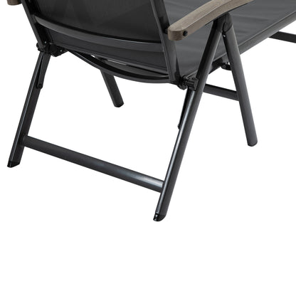 Set of 2 Reclining Sun Loungers | 5-Position Adjustable Backrest | Breathable Mesh Fabric | Powder-Coated Aluminium Frame | 150kg Capacity | Folds Flat | Patio & Garden | Grey