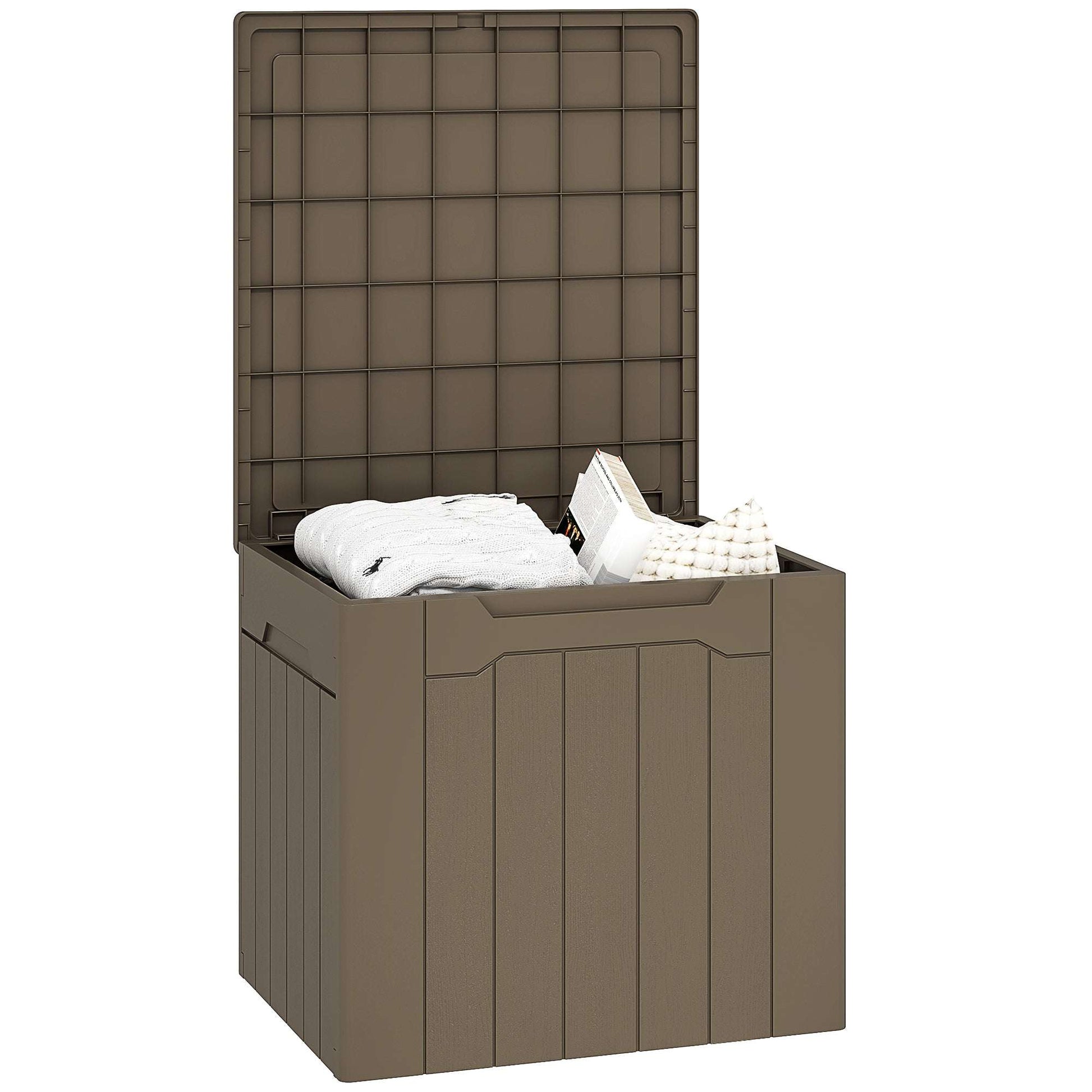 107 Litre Plastic Storage Chest with Lid - Dark Brown