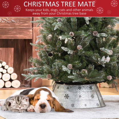 66cm Christmas Tree Base Cover, Christmas Tree Collar With Hollow Snowflake Pattern for Holiday, Party, Silver