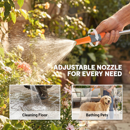 Garden Hose Reel Cart on Wheels | 45+2m | Dual-Mode Nozzle | Manual Crank & Built-In Guide | Weather-Resistant PVC | 8 Bar Working Pressure | Freestanding | 45x44x78cm | Orange