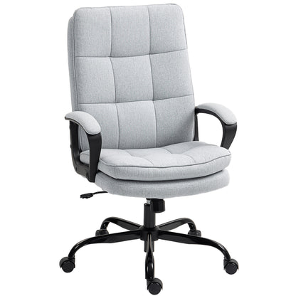 Double Padded Linen-Look Office Chair - Charcoal Grey/ Light Grey