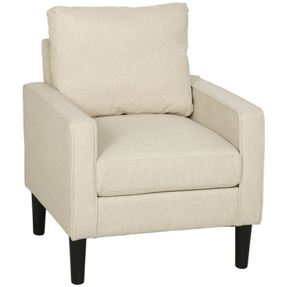 Accent Armchair | Cream, Grey & Green Linen-Look Chair with Spring Seat and Removable Pillow