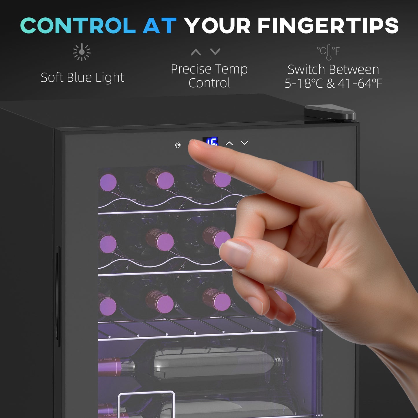 42L 16-Bottle Wine Cooler Fridge - Black