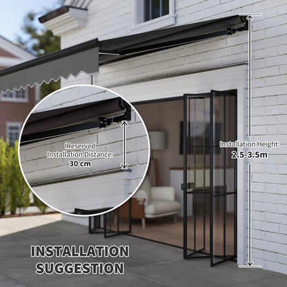 2.5 x 2m Electric Awning with LED Light and Remote Controller, Aluminium Frame DIY Retractable Awning, UV50+ Sun Shade Canopy