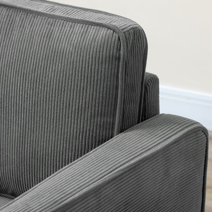 Small Two-Seater Corduroy Sofa - Grey