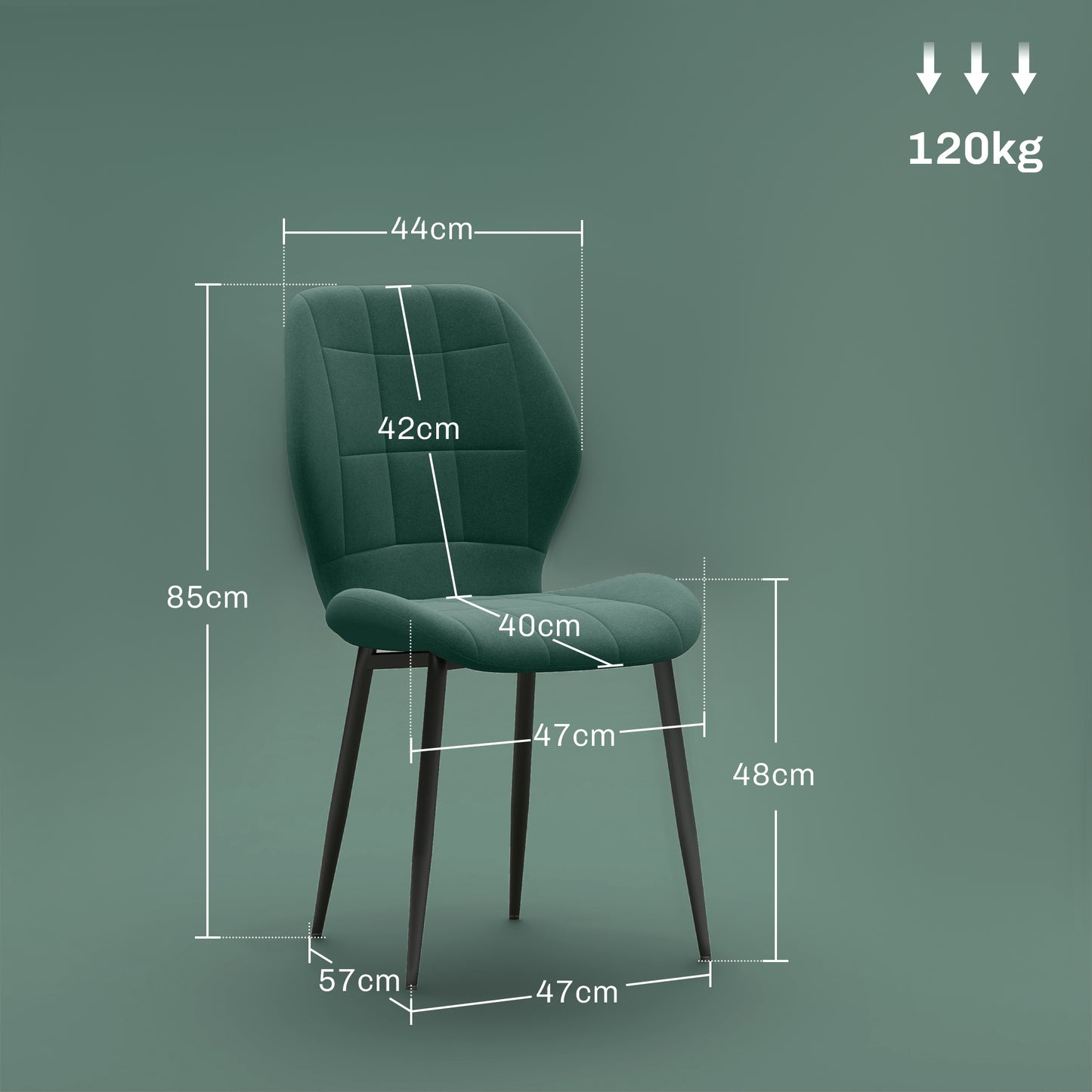 Retro Style Set of Four Flannel Relaxed Tub Dining Chairs - Green