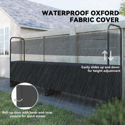 8.5ft Firewood Rack, Heavy Duty Log Storage Holder with Waterproof 600D Oxford Log Cover for Fireplace Fire Pits Outdoor Patio Wood Storage, 300 kg Large Capacity, Black