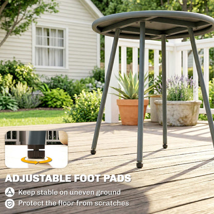 3-Piece Rattan Bistro Set | 2 Chairs & Round Table | Adjustable Feet | 120kg | Galvanised Steel | Dark Grey