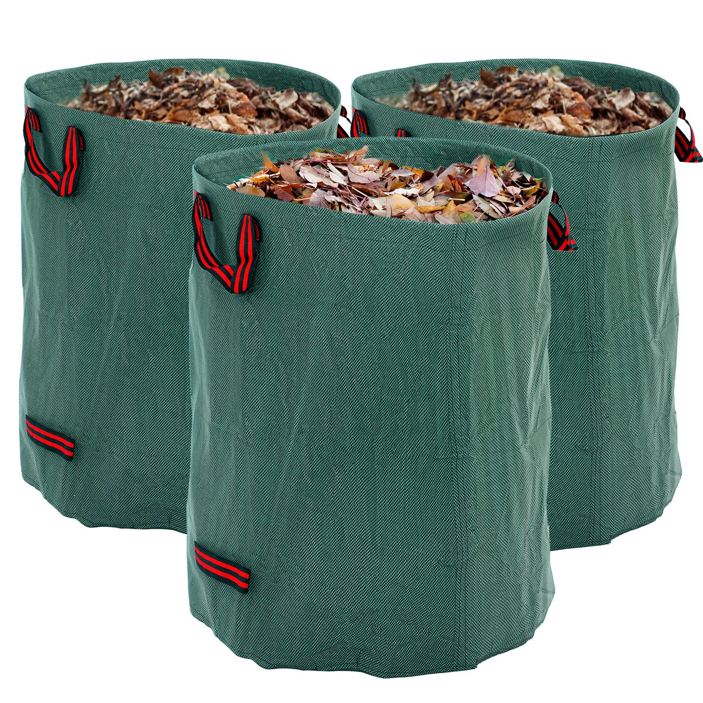 Garden Waste Bags, 300L x 3 Heavy Duty, Foldable and Reusable Garden Sacks W/ Handles for Collecting Waste, Plant Waste Grass and Leaves