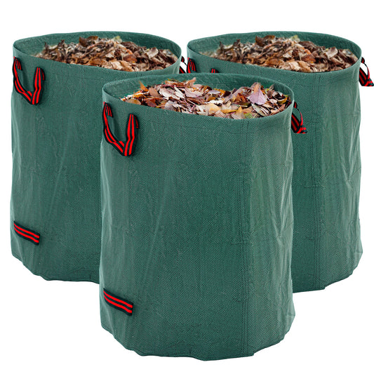 Garden Waste Bags, 300L x 3 Heavy Duty, Foldable and Reusable Garden Sacks W/ Handles for Collecting Waste, Plant Waste Grass and Leaves