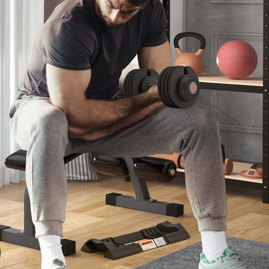 SPORTNOW Adjustable Dumbbells Set, 4-in-1 Weights Set with Storage Tray and Non-Slip Handle, 7KG 13KG 18KG 24KG