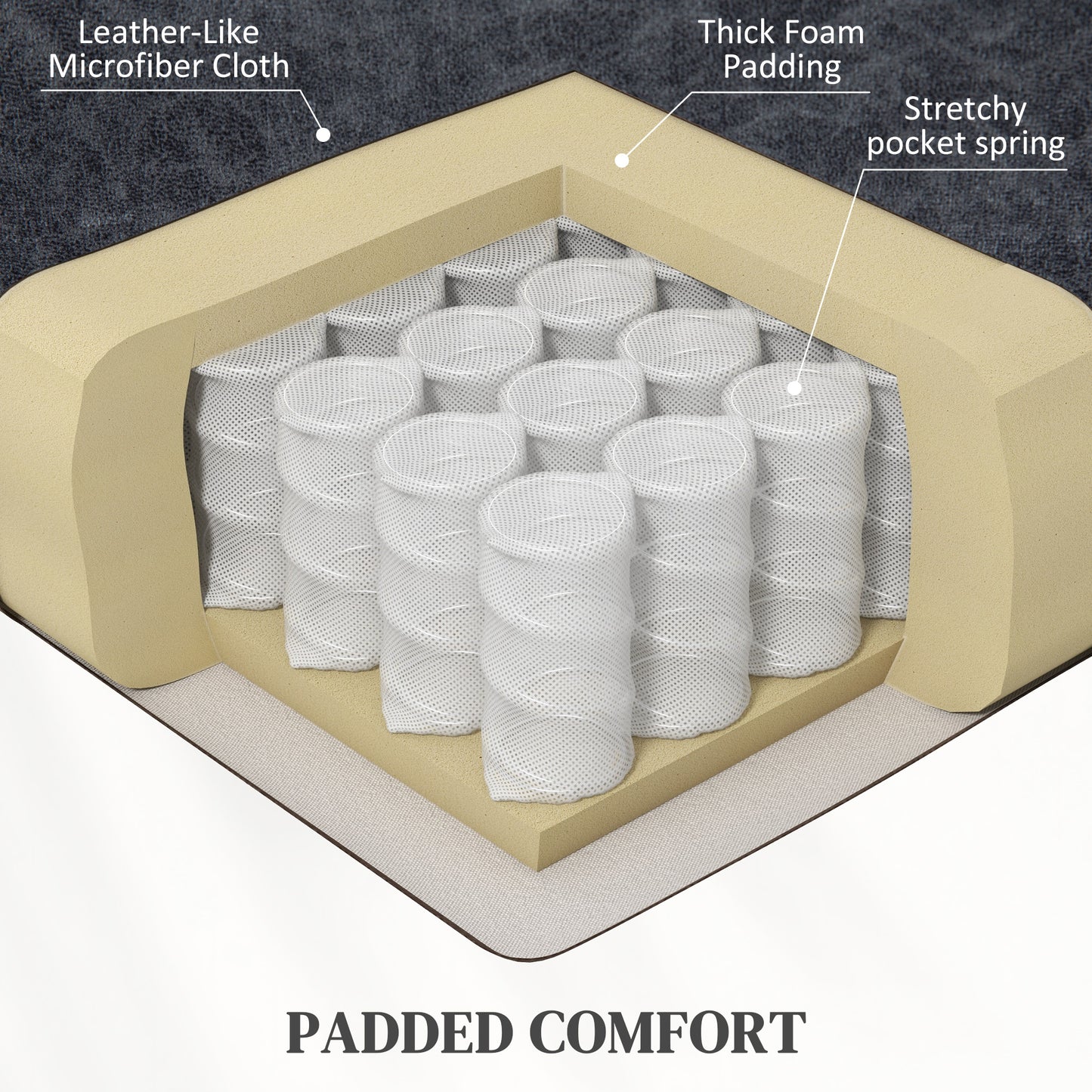 Microfibre Manual Reclining Armchair, with Footrest - Black