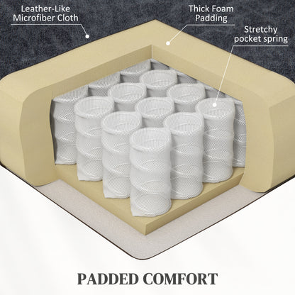 Microfibre Manual Reclining Armchair, with Footrest - Black