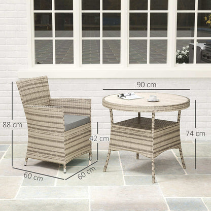Outsunny Five-Piece Rattan Garden Set, with Two-Tier Table - Grey