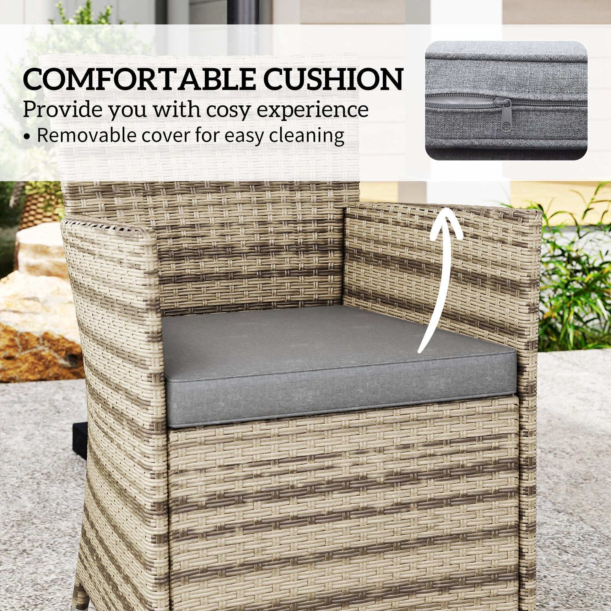 Outsunny Five-Piece Rattan Garden Set, with Two-Tier Table - Grey