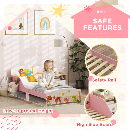 Cute Animal-Themed Toddler Bed w/ Safety Rails, 143 x 77 x 60cm