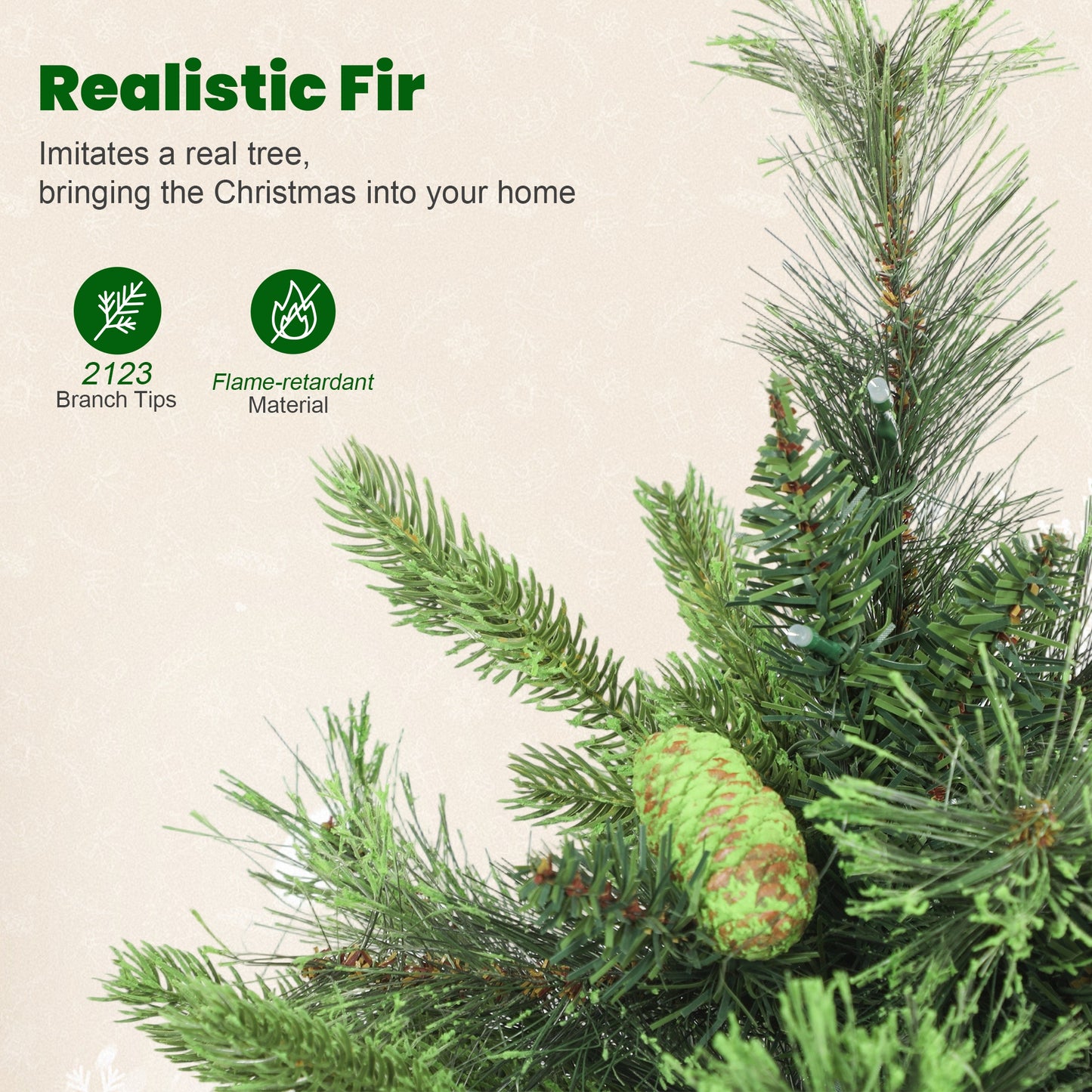 180cm Carolina Pine Christmas Tree with Colourful DIY Synchronized LED Lights and Remote