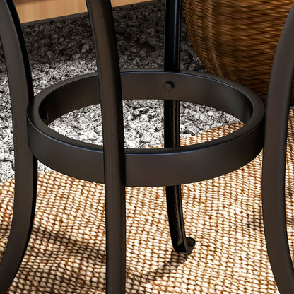60cm Round Cast Aluminium Garden Side Table | Decorative Cut-Out Top | Curved Legs | 60kg | Black