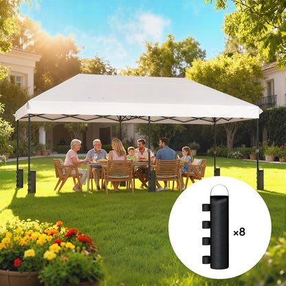 8 Pack Gazebo Sand Weight Bags | 5kg Each | 600D Oxford | Hook & Loop Fastener | Carry Handle | Legs up to 30x30mm | Black