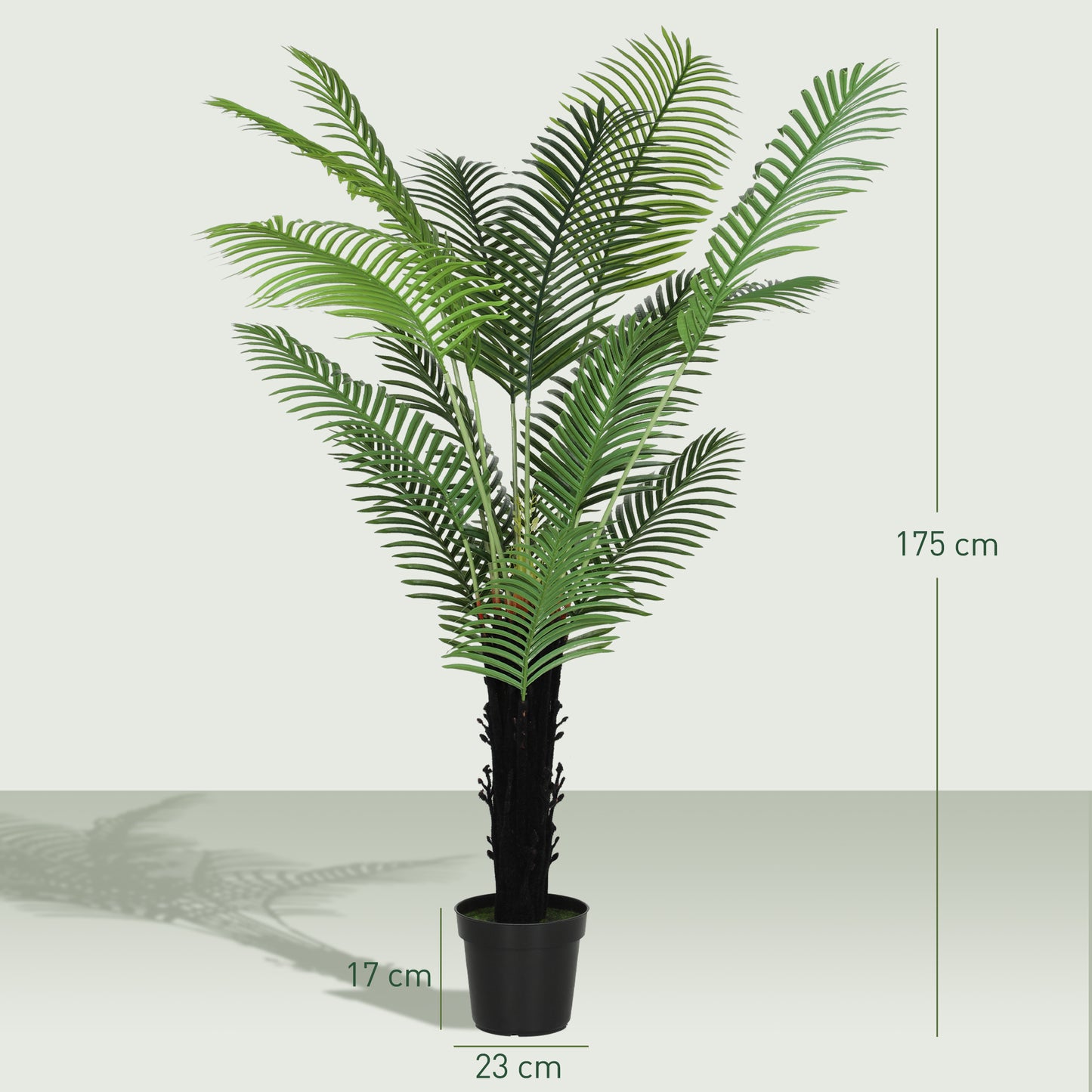 175cm Artificial Areca Palm Tree with 16 PE Leaves, Decorative Artificial Plant with Plastic Pot and Flocked Soil, Fake Plant
