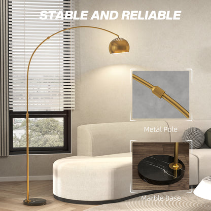 180cm Arc Floor Lamp for Living Room, Home Offices, Bedrooms, Modern Standing Lamp with Foot Switch, Faux Black Marble Base, Black Bell Shade
