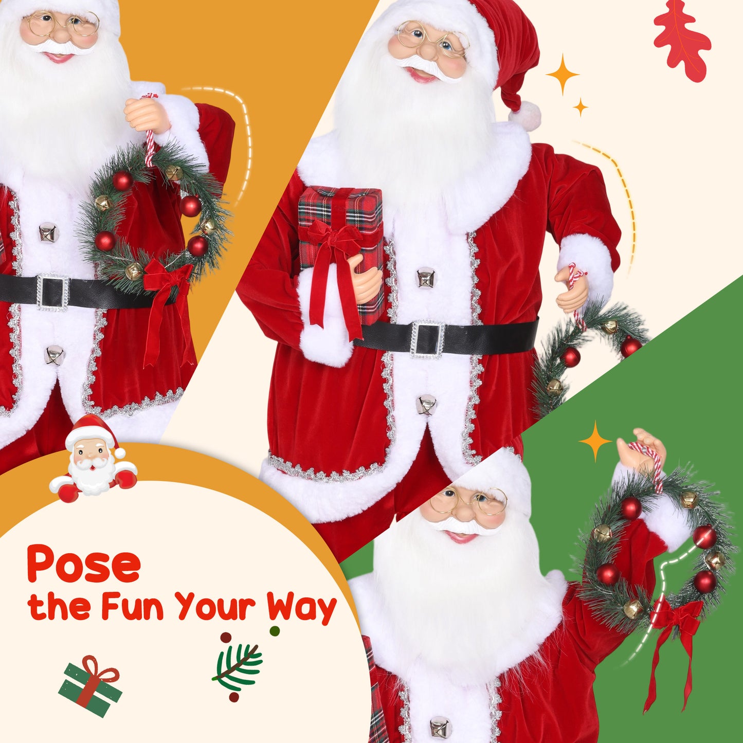 Singing and Dancing Santa Claus with Gift and Wreath