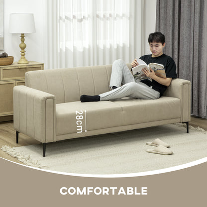 3 Seater Sofa, Modern Fabric Sofa Couch, Channel Tufted Upholstered Sofa Settee for Living Room, Guest Room, Bedroom, Home Office