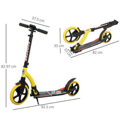Foldable Kick Scooter with Double Shock Absorption and Big Wheels, Height Adjustable Aluminium Frame Big Wheel Scooter for 14+ Teens Adult