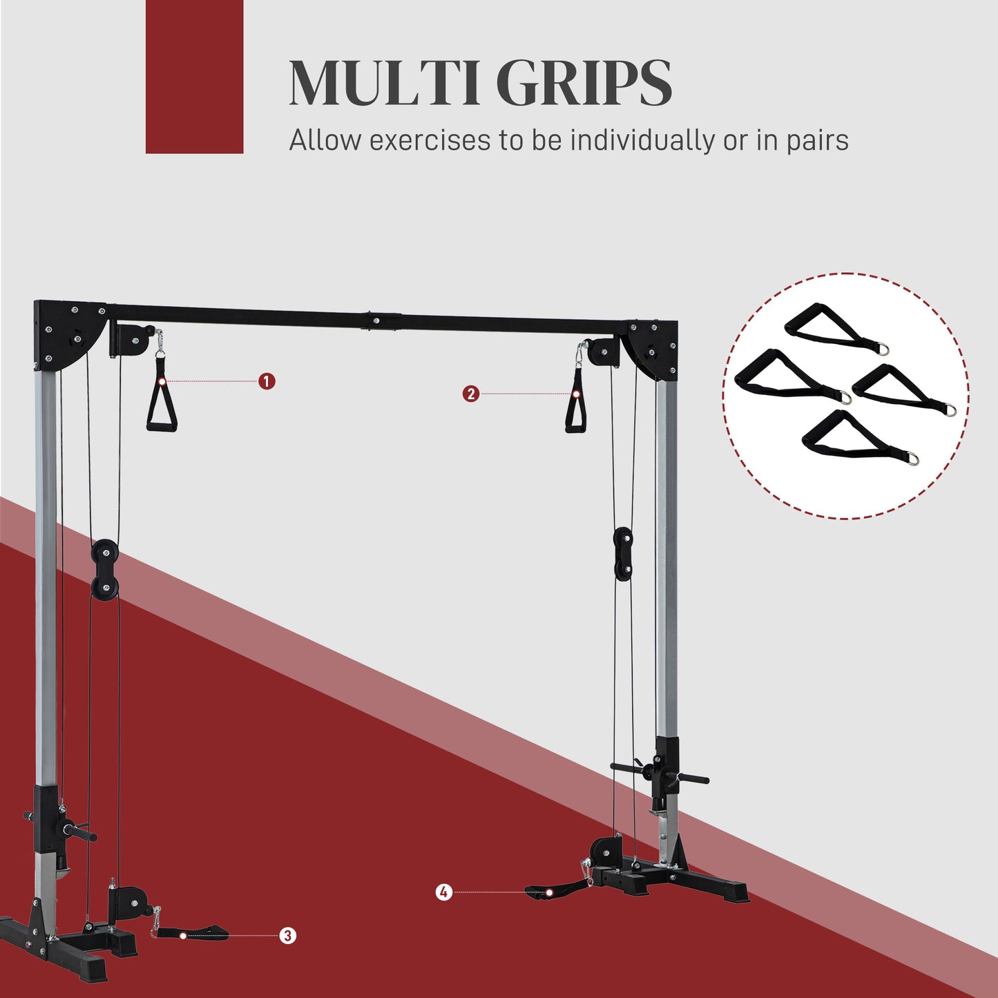 Multi Home Gyms with Cable Pulley System, Cable Crossover Machine with 4 Handles for Full Body Strength Training, Power Rack, Black