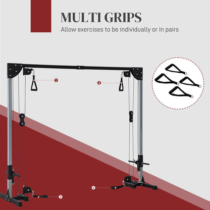 Multi Home Gyms with Cable Pulley System, Cable Crossover Machine with 4 Handles for Full Body Strength Training, Power Rack, Black