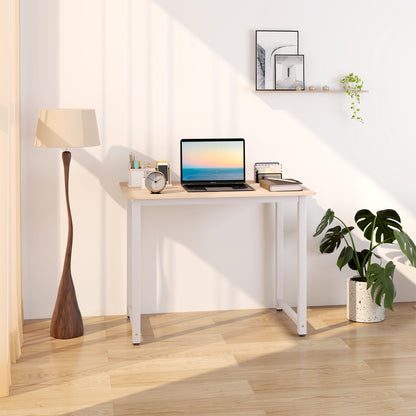 Computer Desk, Writing Table, 100 x 60 x 76cm Workstation for Home Office, Study with Metal Frame, Simple Assembly, White