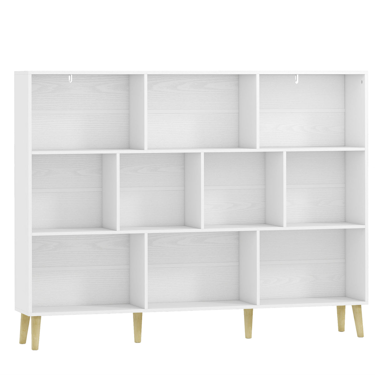 Cube Bookcase | 10-Cube Light Green & White 3-Tier Open Storage Shelf with Pine Legs