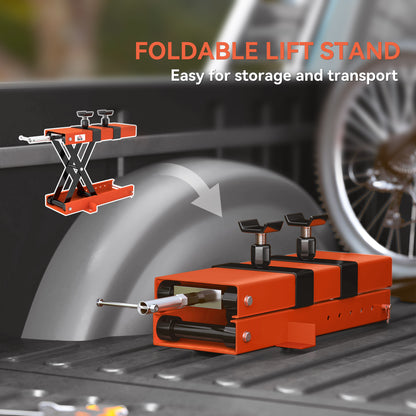 500 kg Motorcycle Scissor Lift Jack, Heavy Duty Steel Adjustable Motorbike Lifting Hoist Stand with Safety Pin, Foldable Lifter for Dirt Bike Repair Maintenance