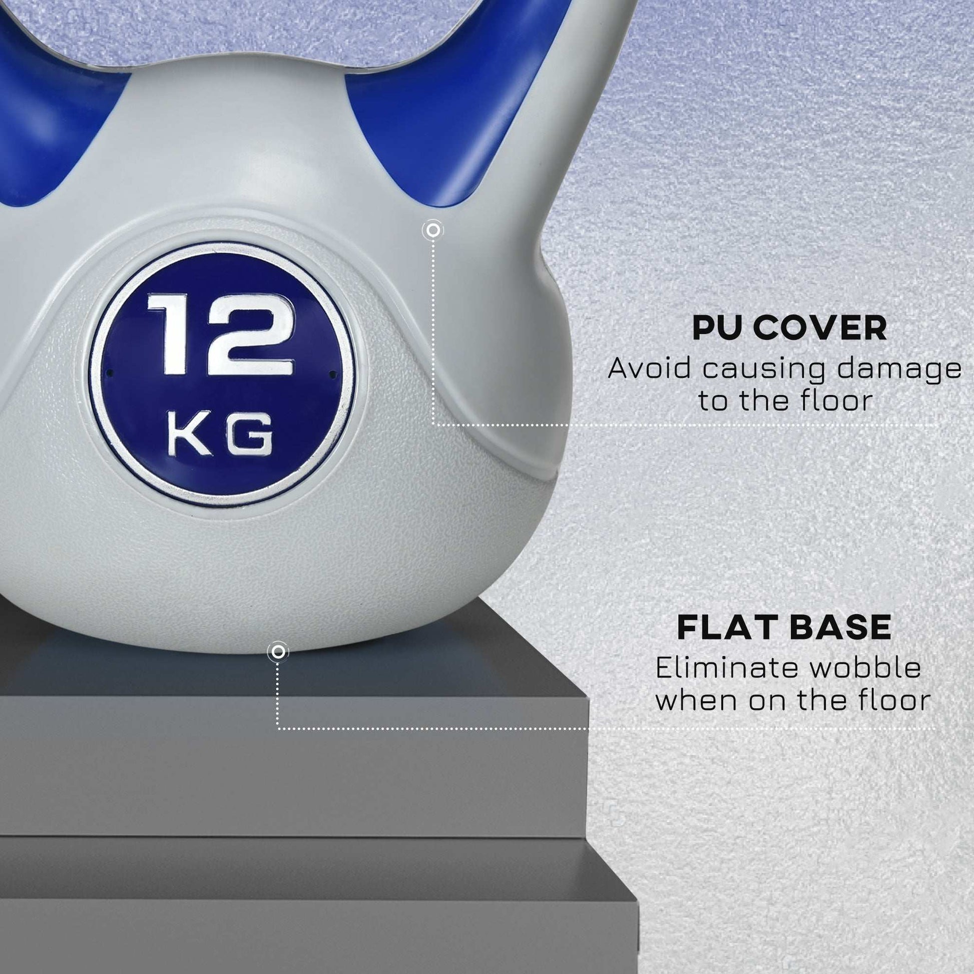 SPORTNOW Kettlebell, 12kg Kettle Bells with Handle for Home Gym Weight Lifting and Strength Training, Dark Blue and Grey