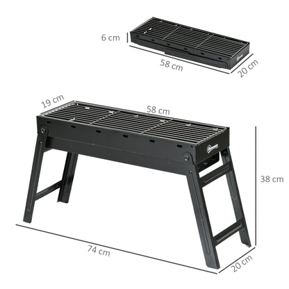 Outsunny Foldable Camping Picnic Portable Charcoal Grill - Black