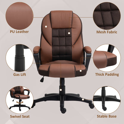 Faux Leather Office Chair - Brown / Grey