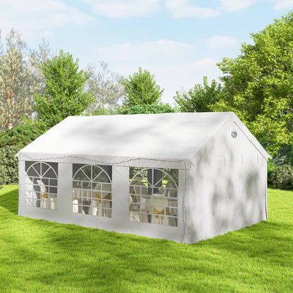 6x4m Party Tent Marquee | Galvanised Steel | UPF30+ Canopy | 2 Windows & Doors | 20 Stakes | White