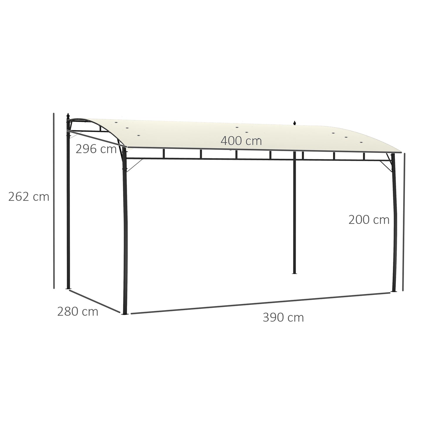 Outsunny 3 x 4m Metal Frame Pergola Sun Shade Canopy - Cream