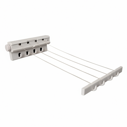 Automatic Retractable Washing Line | 4 Lines | 18 Metres Total | 4 Hanger Hooks | Indoor & Garage Use | H14 x W35 x D7cm