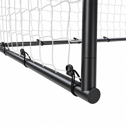 10 x 6.5ft Football Goal | 300x152x200cm | 32mm Painted Metal Frame | Polyester Net 300x280cm | 10x10cm Mesh | 36 Bungee Cords | 4 U-Stakes | Outdoor Garden | Age 5+ | Black