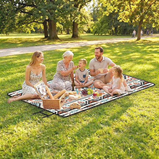 Large Picnic Blanket 300x200cm – Water-Repellent, Oxford Cloth Base, 1cm Cotton Filling, Rolls Compact with Integrated Strap, For Camping, Beach & Garden – Mix Colour
