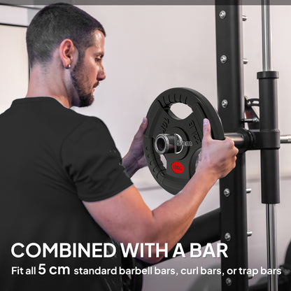 SPORTNOW Olympic Weight Plates, 2"/5cm Weight Disc Pair with Tri-Grips, 2 x 10kg Dumbbell Plates for Weightlifting and Strength Training Home Gym Fitness Workout, Black