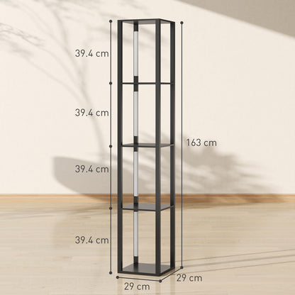 Floor Lamp with Shelves, 4 Layer Dimmable Column Modern Standing Lamp with 3 Brightness Levels and Foot Switch, Black